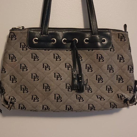 Vintage Dooney & Bourke Signature Grey & Black Logo Purse Shoulder Bag - Picture 6 of 12